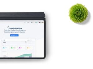 an ipad with LinkedIn analytics to represent a LinkedIn publisher post